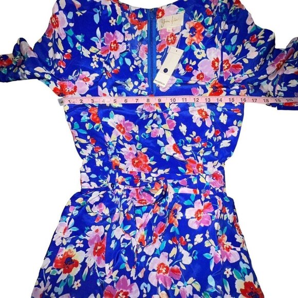 Yumi Kim x Revolve Liz Blue Love Potion Floral Romper Size XS Belted Pockets New - Picture 7 of 12